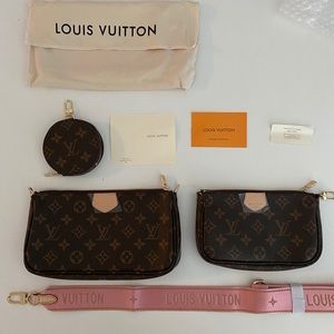 LV multi pochette pink rose strap